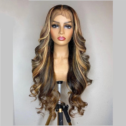 Front Lace Wig 134 Gradient Color Long Curly Wig Head Cover