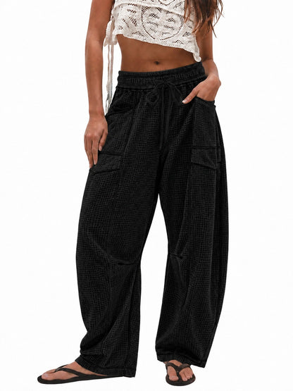 Women's Casual Drawstring Loose Wide-leg Pants