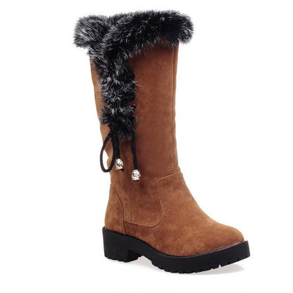 Low-cut Rabbit-fur-lined Mid-calf Boots