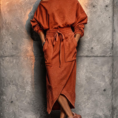Casual Two-piece Set Short-sleeve Top And Long Skirt