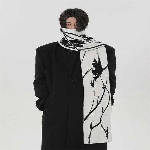 Hand-painted Thorn Rose Winter Angora Couple Scarf