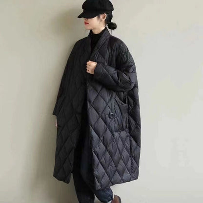 Plus Size Lightweight Down Cotton Coat Jacket Winter Long Below The Knee Loose Thick Bread Coat