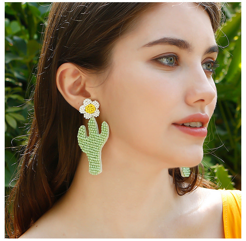 Handmade Bead Flower Earrings