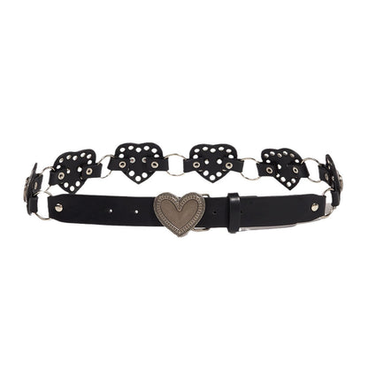 Street-style Hollowed-out Circular PU Leather Belt