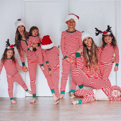 Women's New Christmas Parent-child Suit Stripe Print Casual