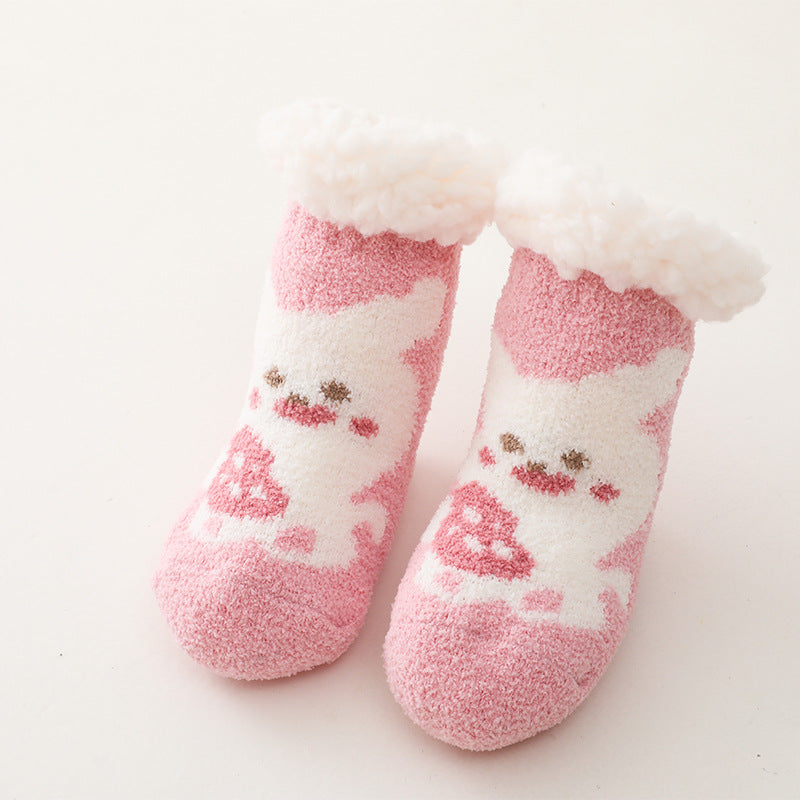 Children Christmas Lamb Velvet Coral Velvet Floor Socks