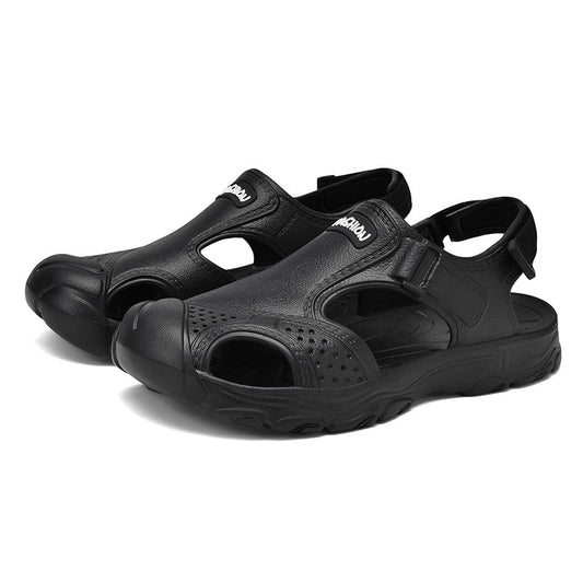 New Plus Size Men's Closed Toe Outdoor Sandals, Fashion Anti-slip Collision-proof Quick Dry Water Shoes For Beach & Wading