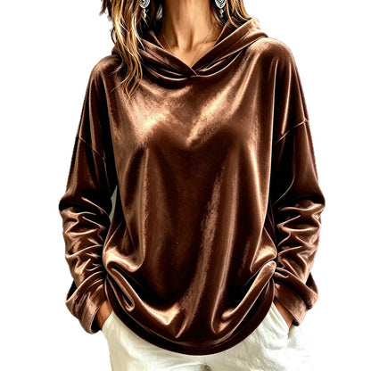 Velvet Solid-color Hooded Casual Sweatshirt