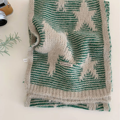 Women's Simple And Versatile Star Knitted Winter Scarf
