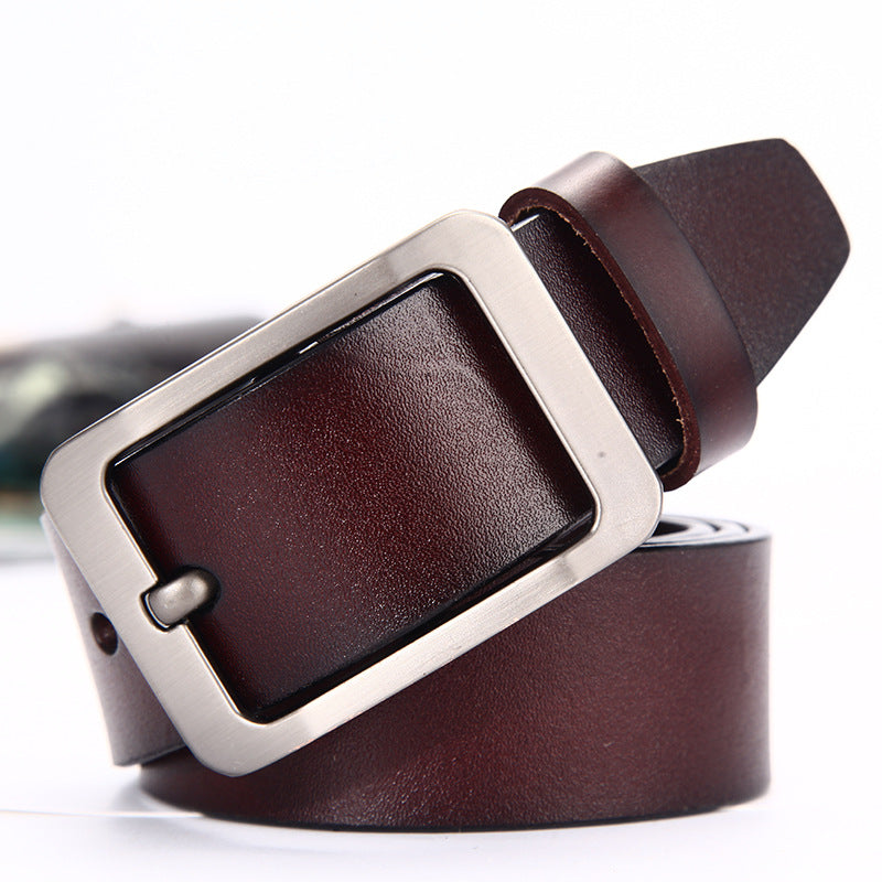 Factory Direct Sales Men's Pin Buckle Belt Casual Versatile Cowhide Men's Belt Genuine Leather Belt Men's Embossed Logo