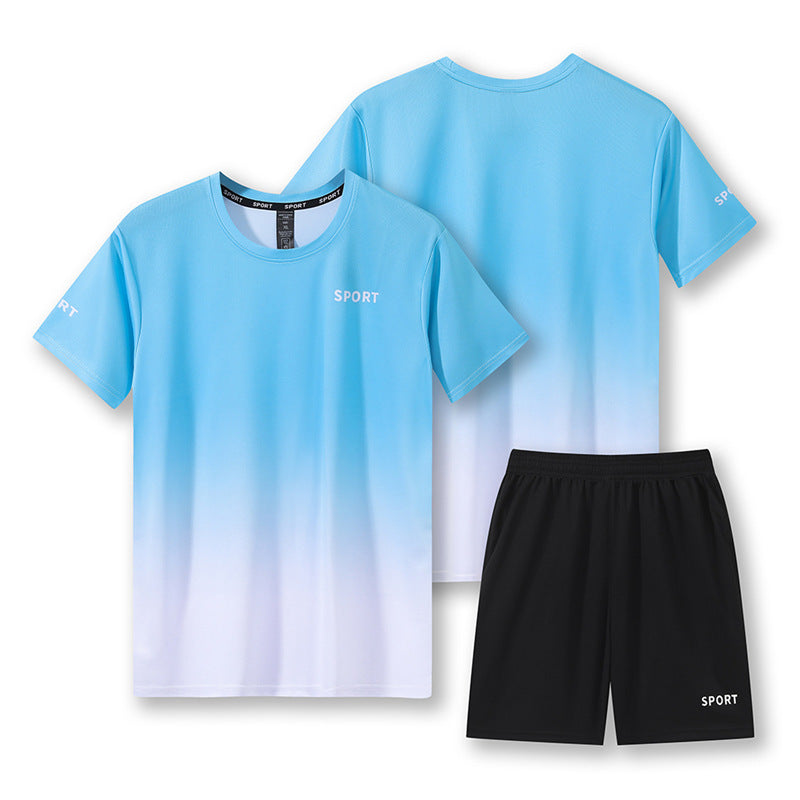 Workout Short Sleeve T-shirt Quick-drying Clothes Running Loose Casual Gradient Sports Suit