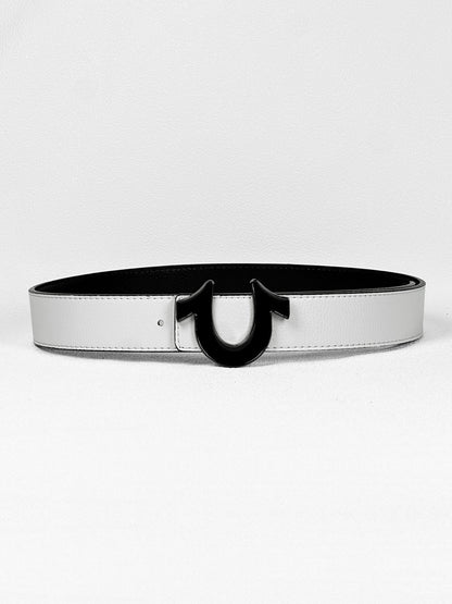 Men's Leather Belt With Smooth Buckle For Business Dress Pants