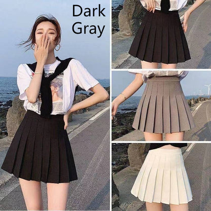 Pleated Skirt Solid Color High Waist Skirt For Women Summer