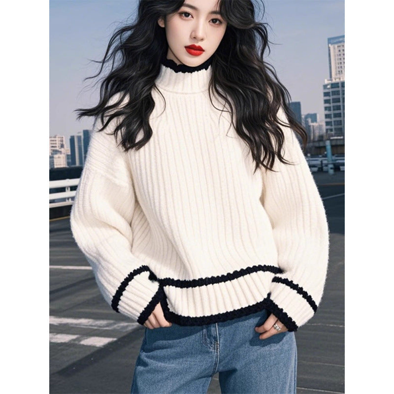 Women's Loose-fit Retro Casual Knit Top