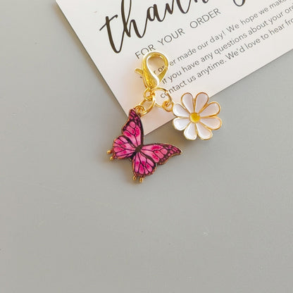 Alloy Colorful Aster Butterfly Pendant Keychain Bag Charm