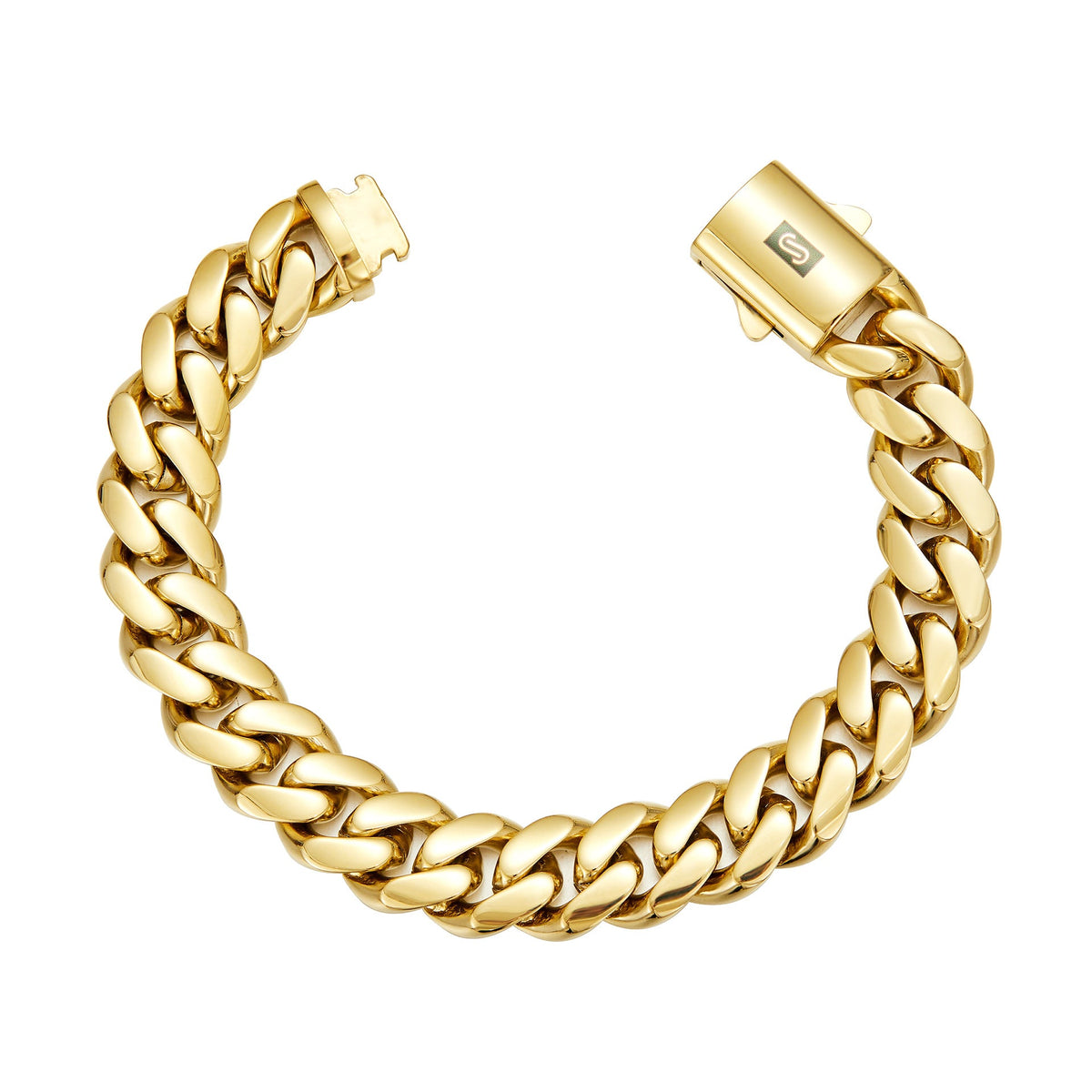 Vacuum-plated Gold Stainless Steel Titanium Bracelet With A Smooth Buckle Mens Cuban-link Chain Jewelry
