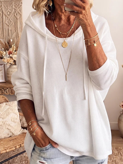 Casual Solid-color Loose-fitting Sweatshirt With A Hood