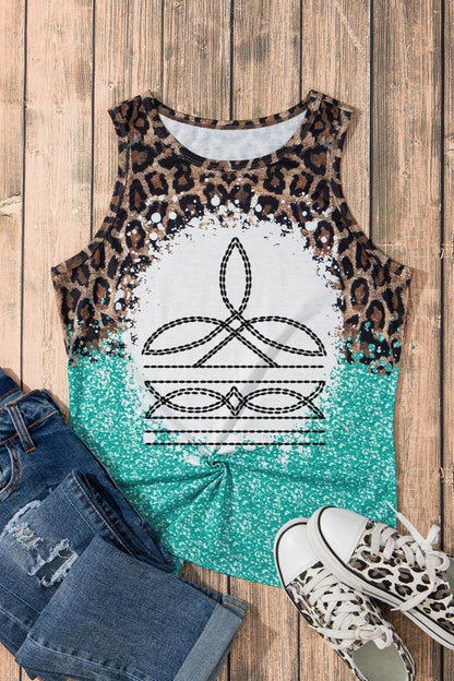 Leopard Geometric Round Neck Tank for Casual Elegance