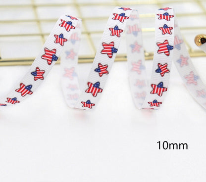 Stars And Stripes Ribbon Dovetail Bowknot Hair Ring Double Stitching Dovetail Ribbon