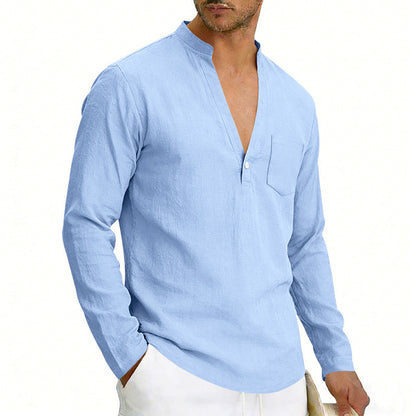 SpringAutumn Loose Linen Men's Casual Breathable Long-Sleeve