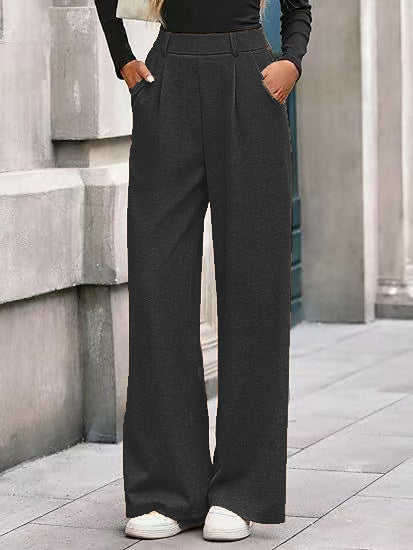 Solid Color Straight-leg Wide-leg Pants Women