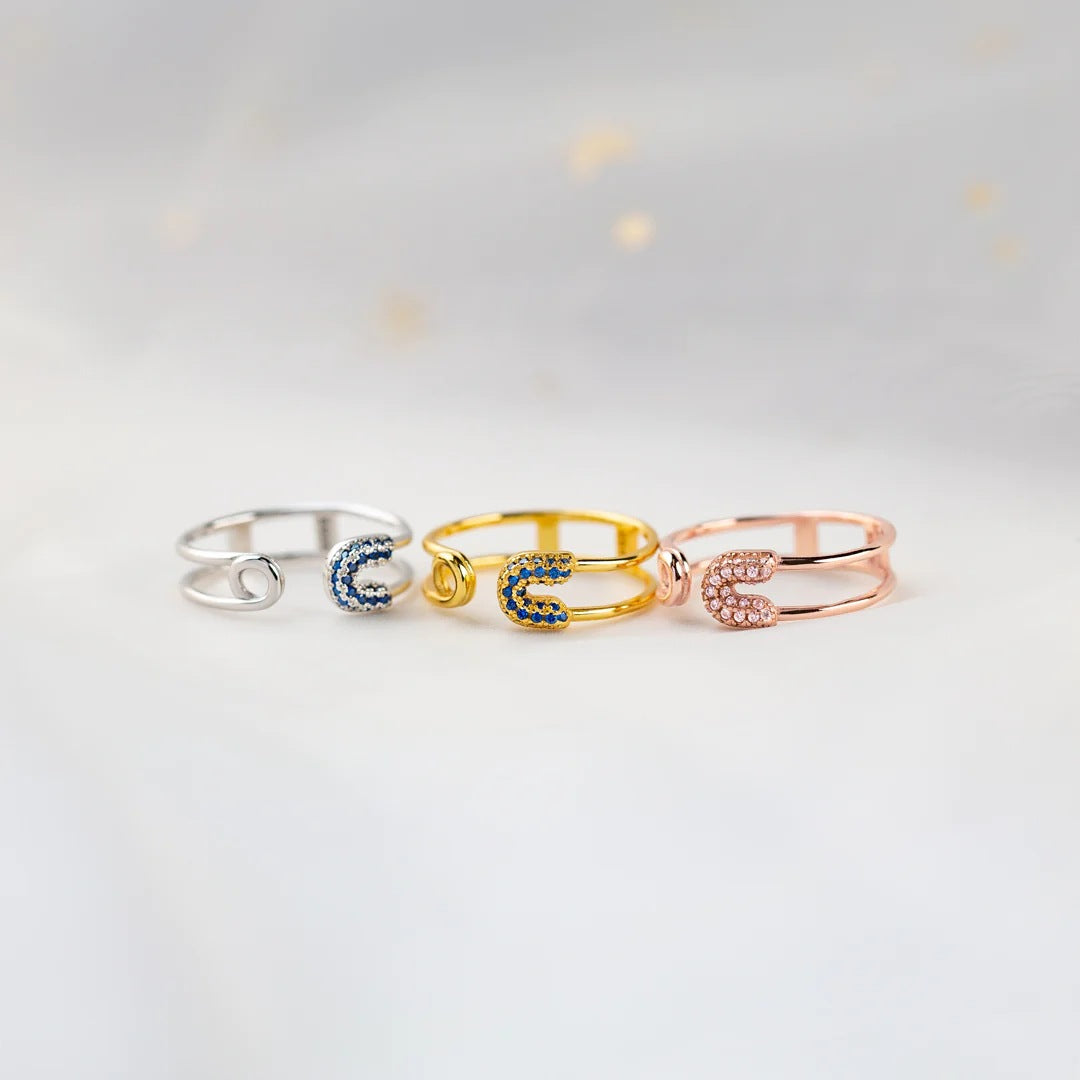 S925 Sterling Silver Open Pin Ring For Women