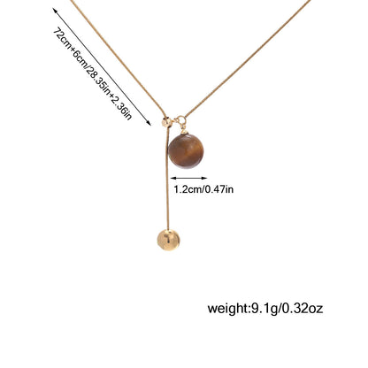 New Maillard Coffee Color Pendant Long Necklace Women's Retro Accessible Luxury High-End Sweater Chain Niche Design Accessories