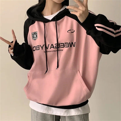 Thin Stitching Velvet Padded Hooded Sweatshirt Women
