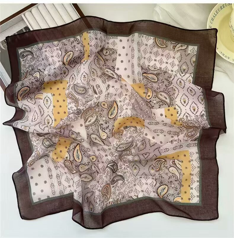 Korean-style Fresh And Delicate Floral Silk Scarf