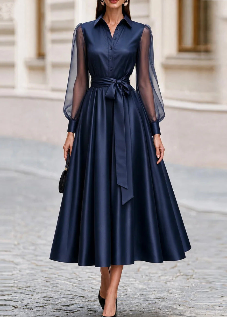 Mesh Long Sleeve Dress Women