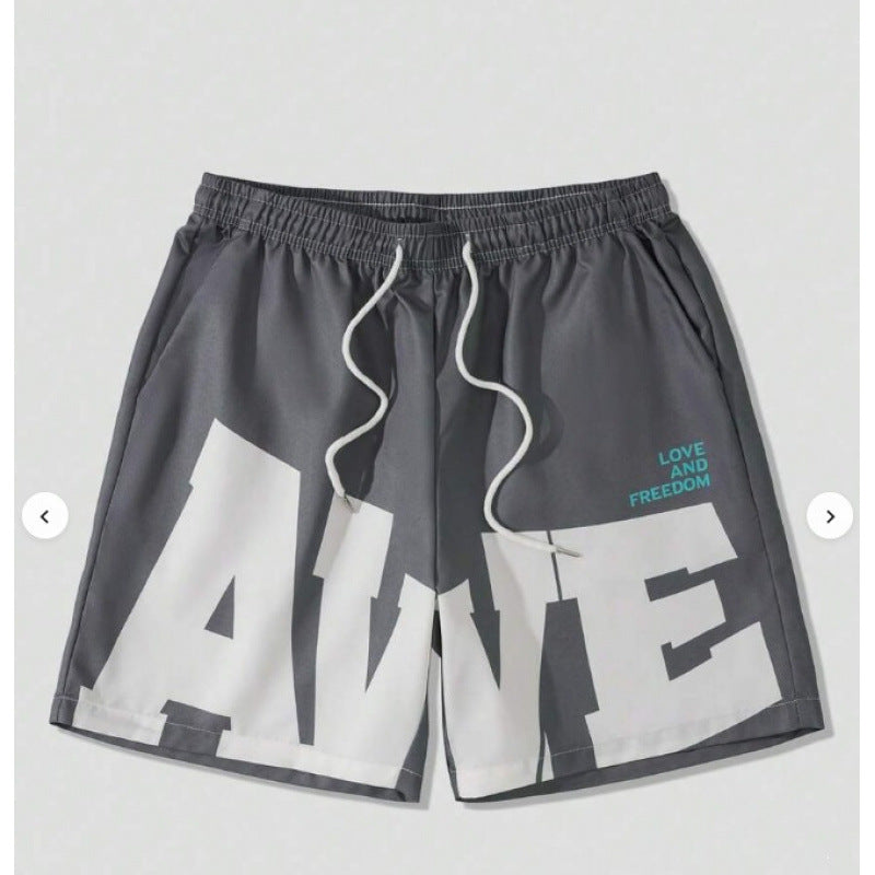 American-style High-street Beach Shorts With A Large 3D Letter Print