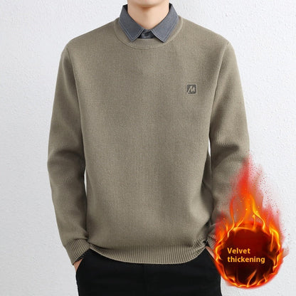 Simple Fake Two Pieces Sweaters Men