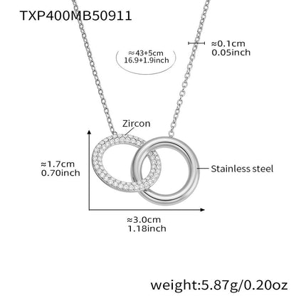 Minimalist Fashion Double-ring Zircon-inlaid Bracelet Necklace