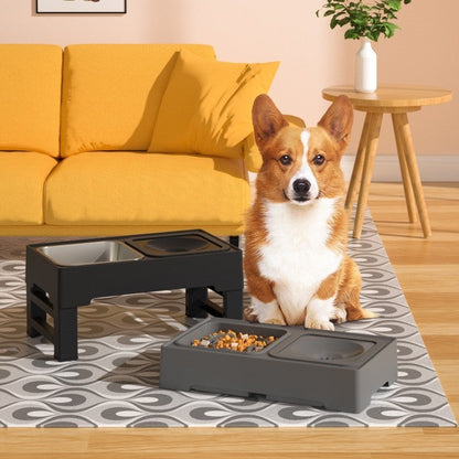 Adjustable Elevated Dog Feeding Bowls With Stand