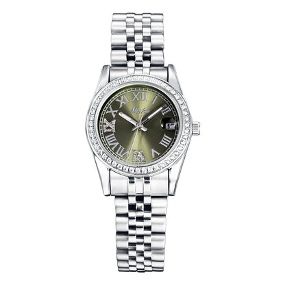 Womens Stylish Minimalist Elegant Luminous Stainless-steel Watch With Diamond Accents
