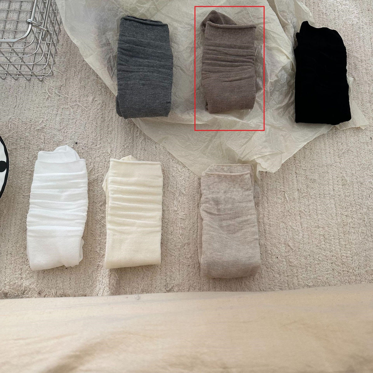 Colorful String Mesh Hollow Mid-Calf Socks