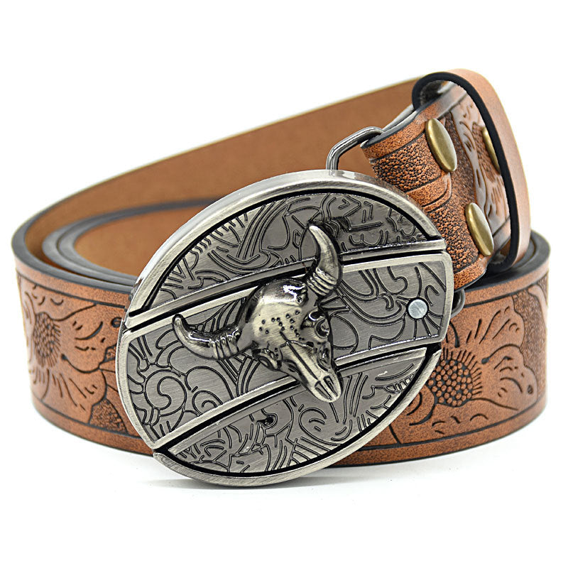 Personality Student Trendy Printing Engraving Smooth Buckle Knife Embossing Belt