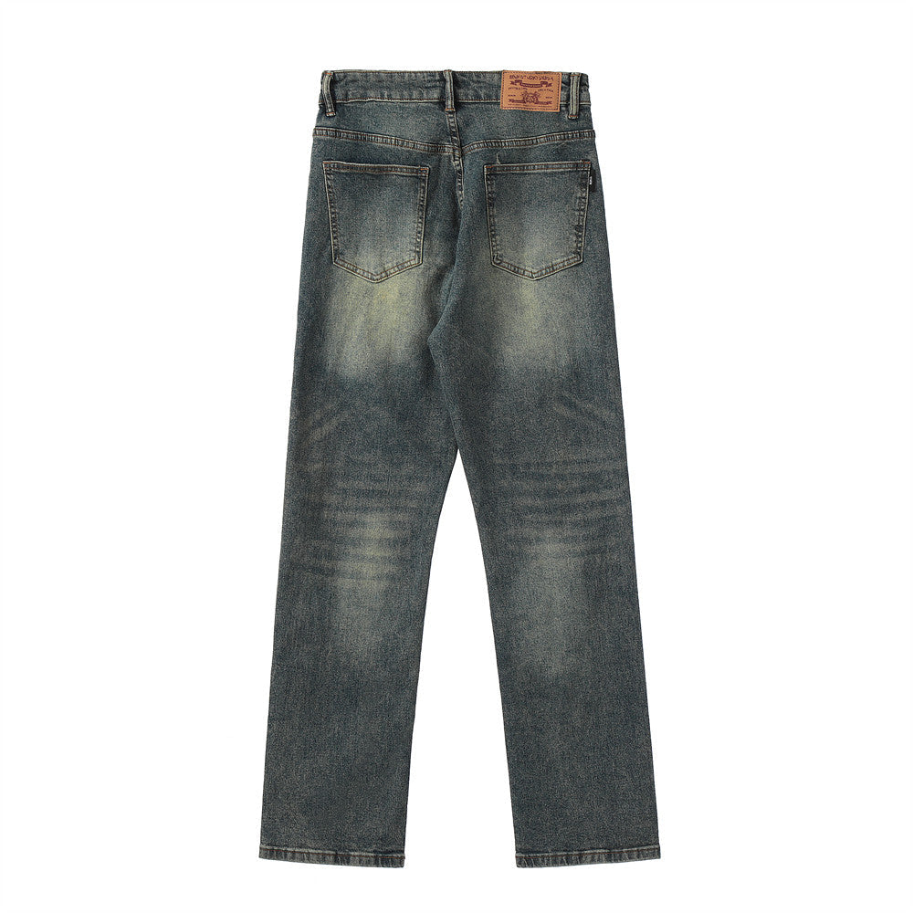 Contrast Color Washed Jeans For Men