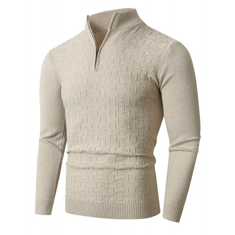 Mens Trendy Slim-fit Solid-color Thermal Sweater