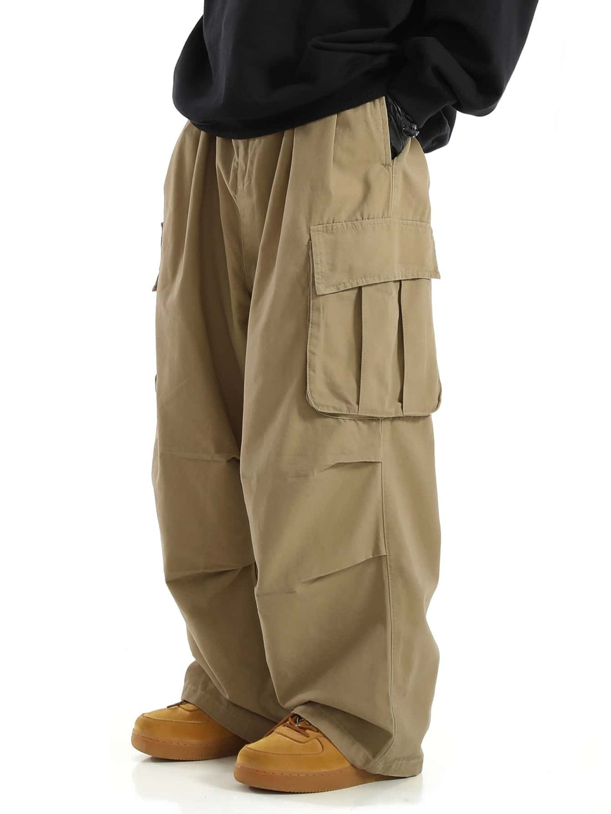 Mens Multi-Pocket Straight-Leg Work Trousers