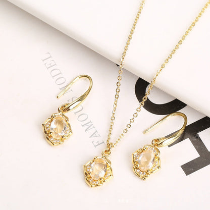 Micro-inlaid Crystal Zircon Inlaid Three-piece Set