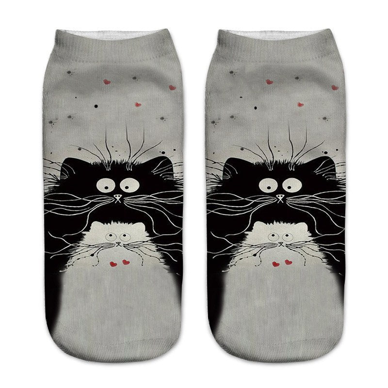 Cute Cat Series 3D Digital Printing Socks Children