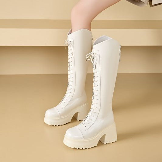 Womens Over-the-knee Boots With Ultra-high Chunky Heels For Added Height