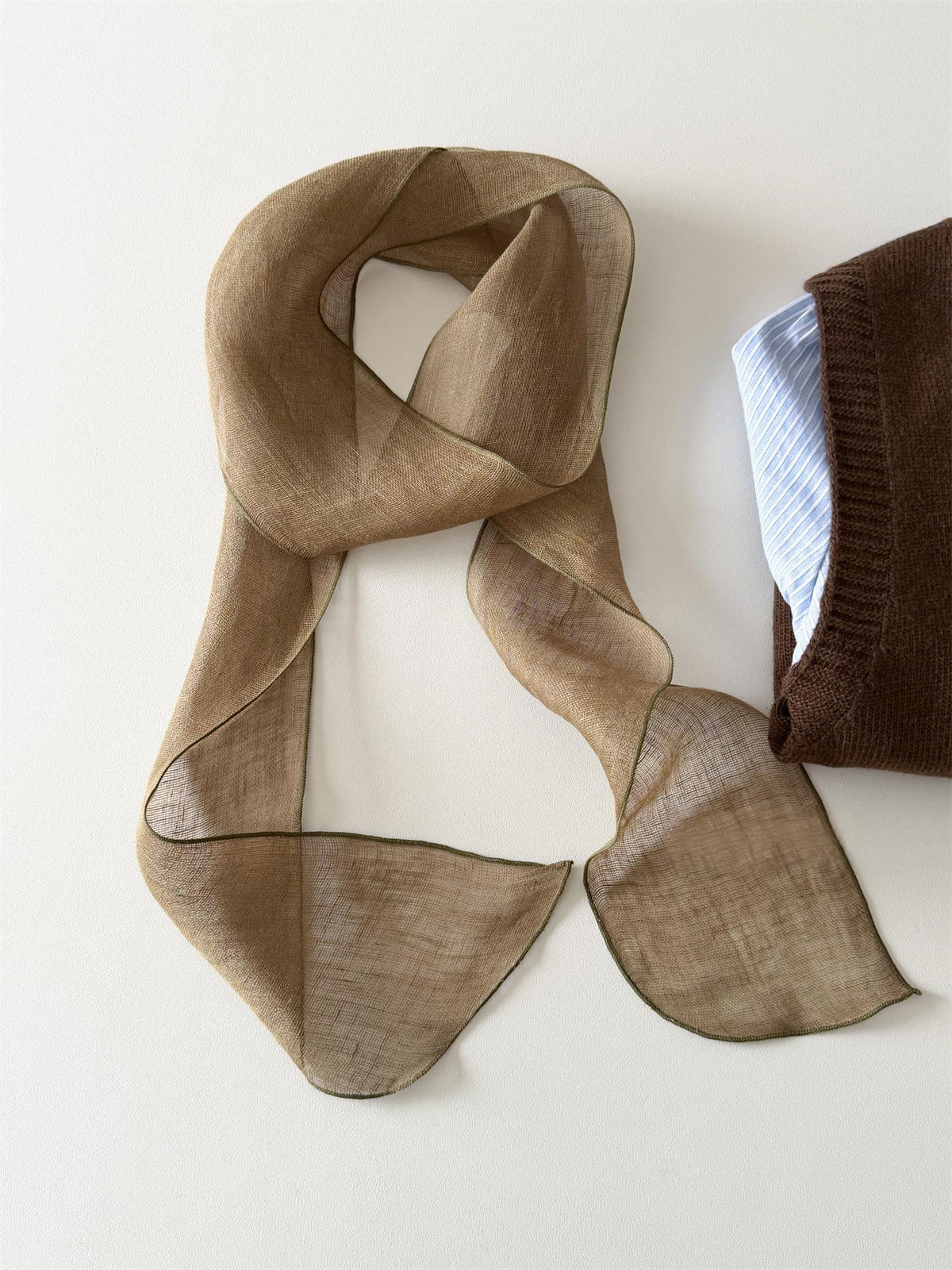 Semi-transparent Linen Scarf Ribbon Hairband
