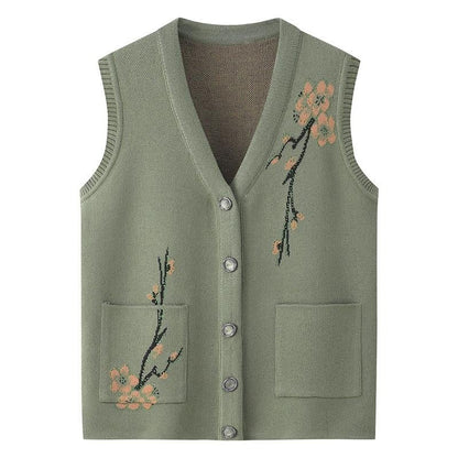 Knitted Sweater Waistcoat Cardigan Middle-aged And Elderly Waistcoat Winter Clothing