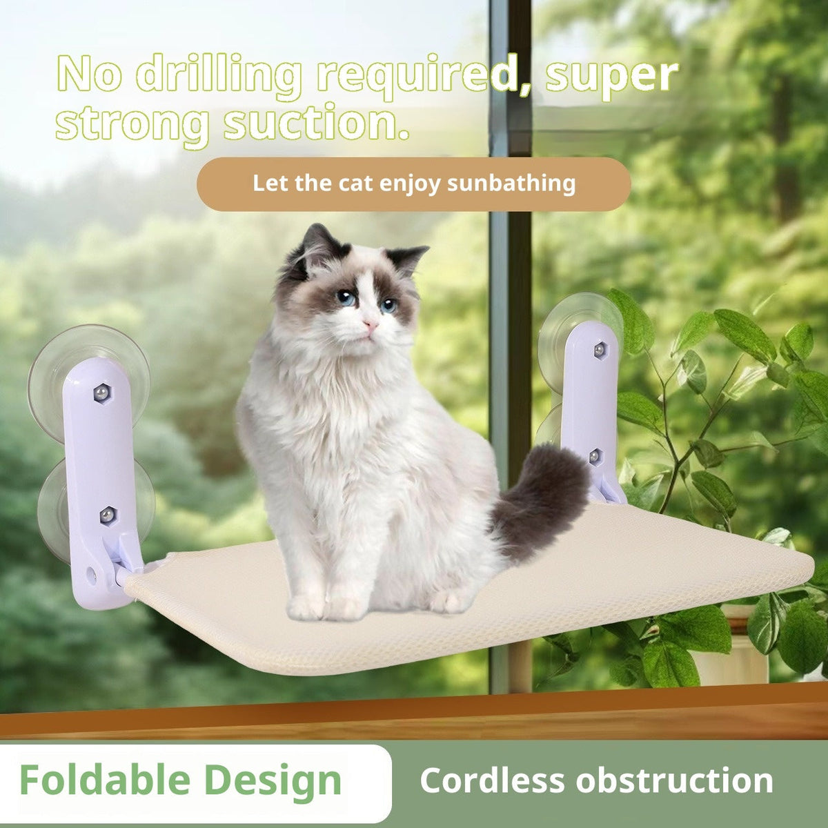 Cat Hammock Window Suction Cup Hanging Hammock Washable Cover Mesh
