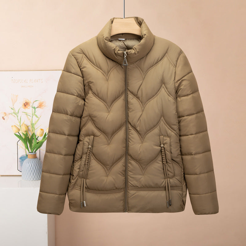 Fashion Stand Collar Pure Color Cotton Clothing Women