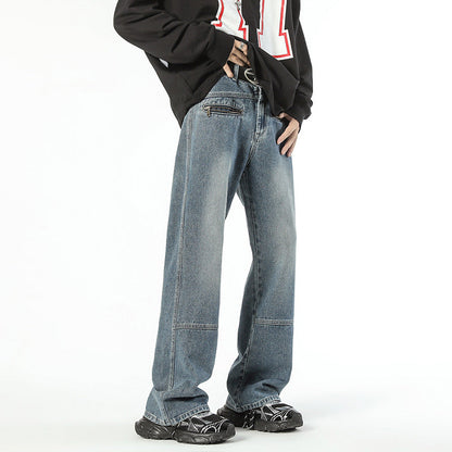 Fashion American Stitching Zipper Jeans Men