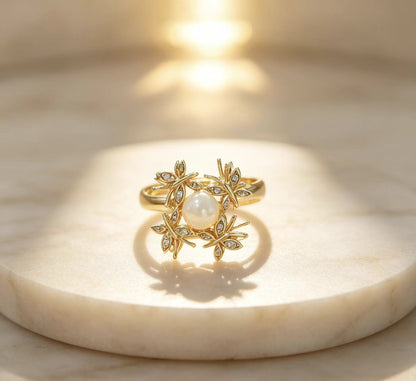 Micro-paved Butterfly Rotating Open-ended Zircon Ring