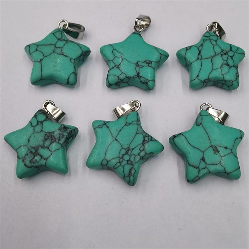 Natural Stone Crystal Agate Star Pendant
